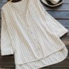 Irregular Loose Stripe V Neck Blouse - Image 3