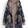 Leaves Print Hooded Vintage Coat