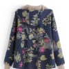 Leaves Print Hooded Vintage Coat - Image 3