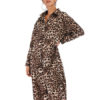 Leopard  Printed  Shirt Split Midi Dress