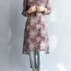Long Sleeve Buttons Floral Shirt Dress - Image 3
