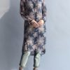 Long Sleeve Buttons Floral Shirt Dress - Image 7