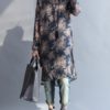 Long Sleeve Buttons Floral Shirt Dress - Image 8