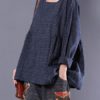 Long Sleeve Crewneck Plaid Loose Blouse
