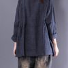 Long Sleeve Crewneck Plaid Loose Blouse - Image 4