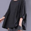 Long Sleeve Crewneck Plaid Loose Blouse - Image 6