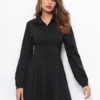 Long Sleeve Shirt Dress Pleated Swing Dress - Image 5