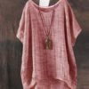 O-Neck Irregular Hem T-shirt