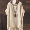 O-Neck Irregular Hem T-shirt - Image 3