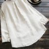 Pure Color Cotton Vintage Blouse - Image 6