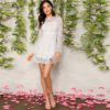 Romantic White Floral Lace Overlay Spring Dresses - Image 4
