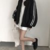 Side Striped Zipper Stand Baseball Jacket
