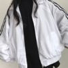 Side Striped Zipper Stand Baseball Jacket - Image 7