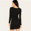 Spring Elegant V Neck Long Sleeve Slim Short Sheath Mini Dresses - Image 3