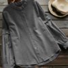 Stand Collar Long Sleeve Blouse - Image 3