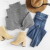 Stand Collar Long Sleeve Tight Sweater - Image 5