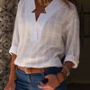 V Neck Casual Loose Blouse