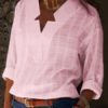 V Neck Casual Loose Blouse - Image 3