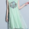 Vintage Embroidery Sleeveless Mid-long Dress