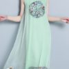 Vintage Embroidery Sleeveless Mid-long Dress - Image 6