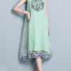 Vintage Embroidery Sleeveless Mid-long Dress - Image 3