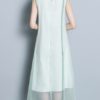 Vintage Floral Fake Two Pieces Mid-long Dress - Image 2