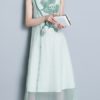 Vintage Floral Fake Two Pieces Mid-long Dress - Image 7