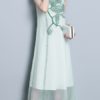 Vintage Floral Fake Two Pieces Mid-long Dress - Image 5