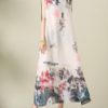 Vintage Print Layered Sleeveless O-neck Maxi Dresses - Image 4