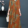 Vintage Print Tie Elegant Dresses