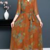 Vintage Print Tie Elegant Dresses - Image 4
