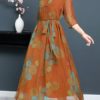 Vintage Print Tie Elegant Dresses - Image 5