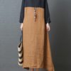Vintage Women Cotton Loose Patchwork Dress