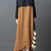 Vintage Women Cotton Loose Patchwork Dress - Image 3
