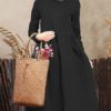 Vintage Women Crew Neck Mid Long Dress - Image 5