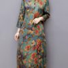 Vintage Women Floral Printed Midi Dress - Image 5