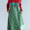 Vintage Women Long Sleeve Floral Printed Stitching Waist Hem Split Dress - Image 2