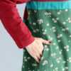 Vintage Women Long Sleeve Floral Printed Stitching Waist Hem Split Dress - Image 7