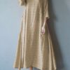 Vintage Women O-neck Half Sleeve Solid Maxi Dress - Image 8