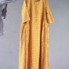 Vintage Women O-neck Half Sleeve Solid Maxi Dress - Image 9