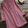 Vintage Women Plaid Buttons Stand Collar Shirt Dress - Image 2