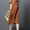 Vintage Women Printed Cotton Short Sleeve Dress - Image 3
