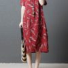 Vintage Women Printed Cotton Short Sleeve Dress - Image 4