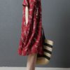 Vintage Women Printed Cotton Short Sleeve Dress - Image 5