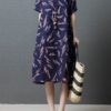 Vintage Women Printed Cotton Short Sleeve Dress - Image 6