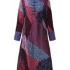 Vintage Women Stand Collar  Patchwork Cotton Dress - Image 6