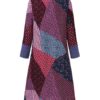 Vintage Women Stand Collar  Patchwork Cotton Dress - Image 7