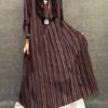 Vintage Women  Striped Crew Neck Long Sleeve Dress