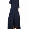 Women Buttons Vintage Long Maxi Dress - Image 3