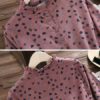 Women Leaf Print Long Sleeve Drawstring Waist Dresses - Image 6